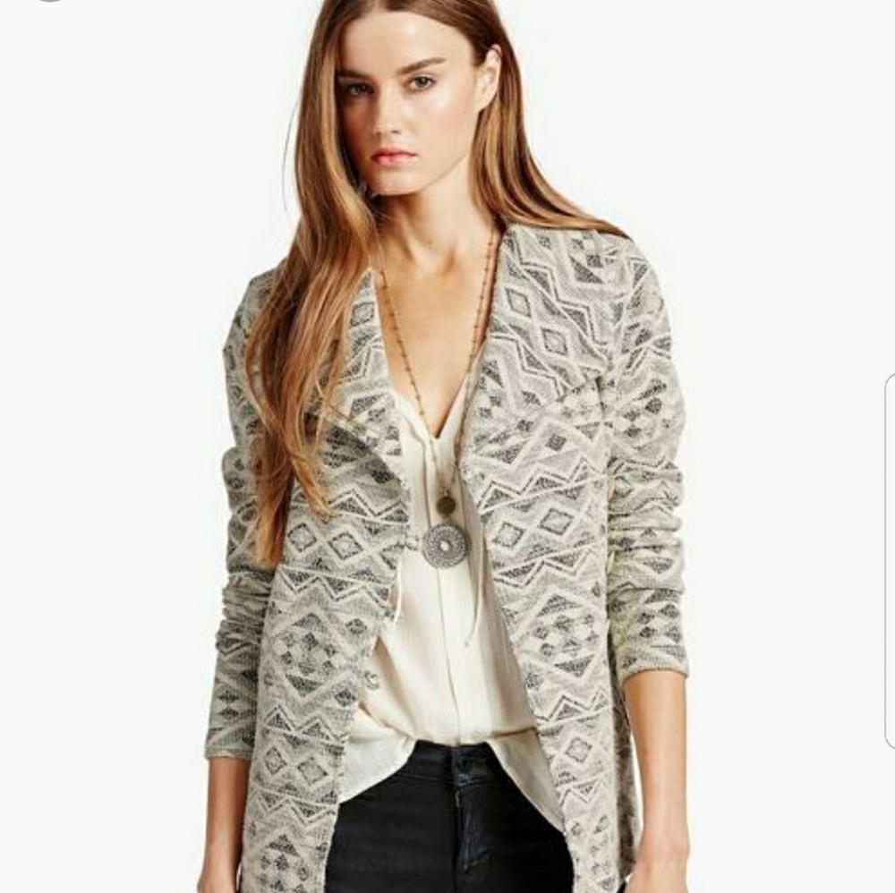 Lucky Brand aztec sweater blazer jacket XS
